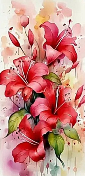 Diamond Painting Rote Lilien Blumen
